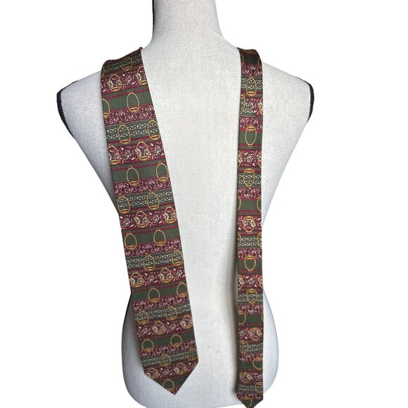 Richel Eljo’s University Of Virginia 100% Silk Tie Green &Red Birdcage Flower - Picture 2 of 4